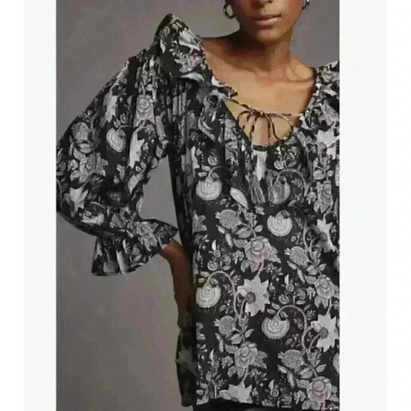 NWT Anthropologie Mille May Top $168 Small New Black - Picture 2 of 5